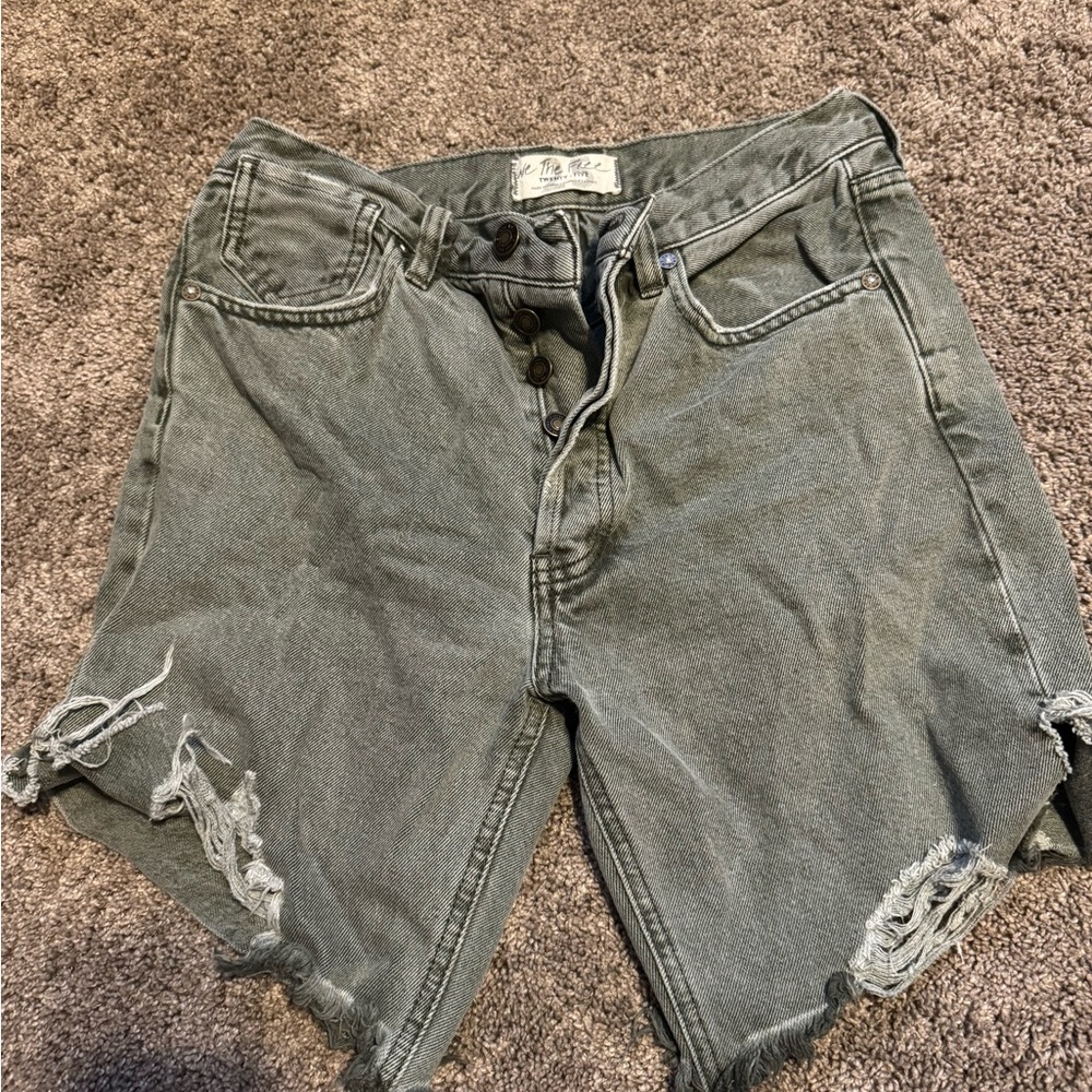 We The Free Gray Denim Shorts